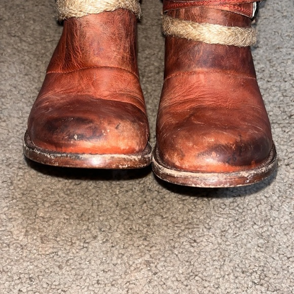 Freebird by Steven Drove Leather Riding Boot Braided Twine Buckles Rare Red 6 - Picture 7 of 11